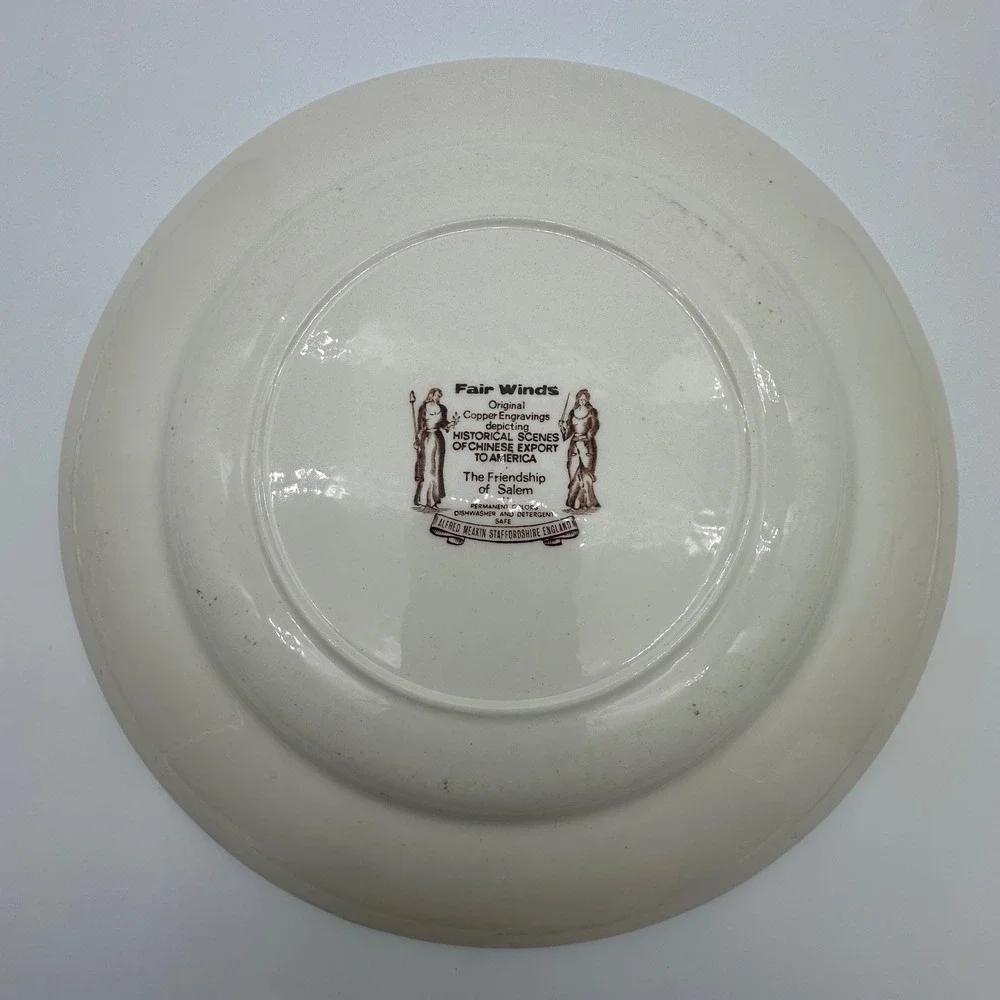 Alfred Meakin Fair Winds Friendship of Salem Brown Transferware Plate 10 inch